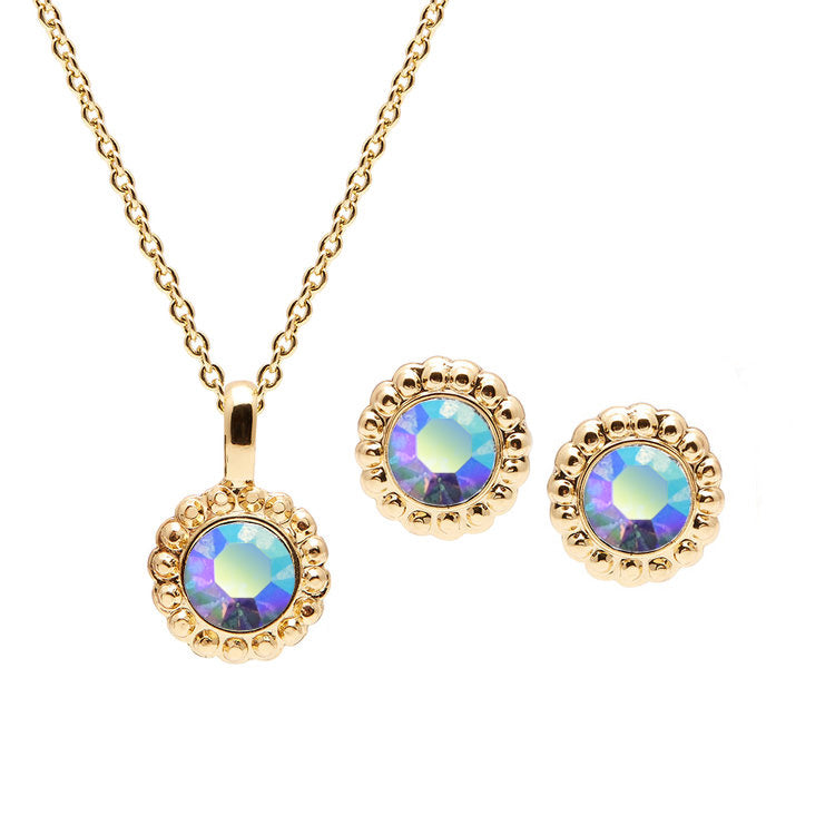 Blue Cushion-Cut Swarovski Crystal Necklace & Earring Set